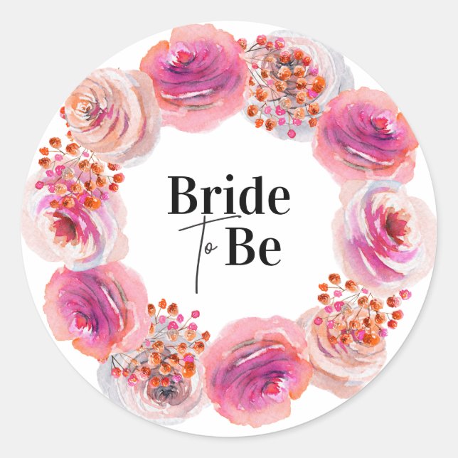 Bride to Be Bridal Shower Sticker Bright Floral (Front)