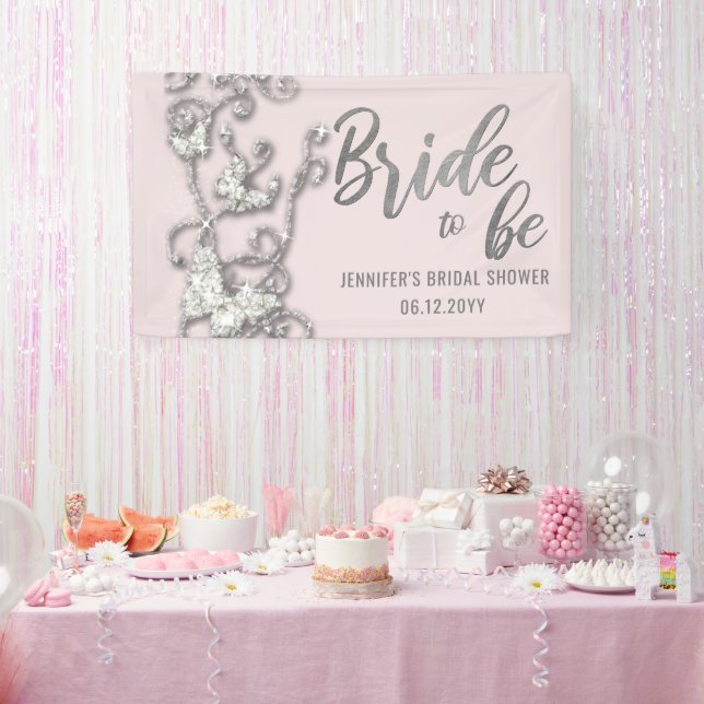Bride to Be Butterflies Bling Vines Bridal Shower Banner (Party)