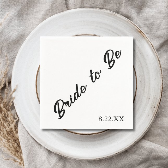 Bride to Be Custom Date Modern Wedding Napkins (Creator Uploaded)
