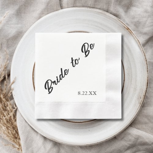 Bride to Be Custom Date Modern Wedding Napkins