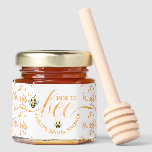 Bride To Be Cute Honey Bee Bridal Shower Honey Jar Favors (Front)