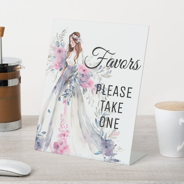 Bride to Be Elegant White Dress Favors Table Sign (In SItu)