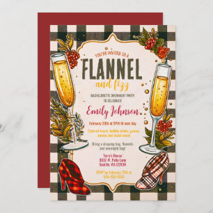 Bride-to-be Flannel and Fizz Bachelorette Party Invitation