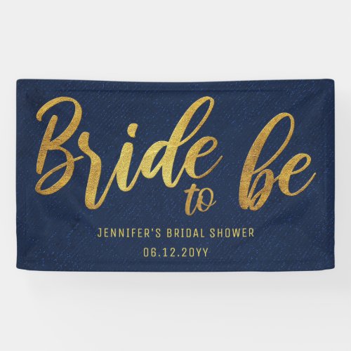Bride to Be Gold Calligraphy Navy Bridal Shower Banner