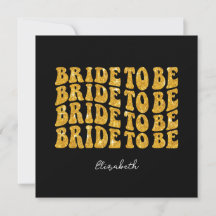 Bride to Be Gold Glitter Text with Name, Black