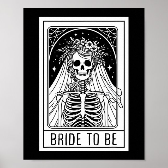Bride To Be Gothic Skeleton Tarot Card Bachelorett Poster (Front)
