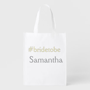 bride to be hashtag bachelorette party bridal show grocery bag
