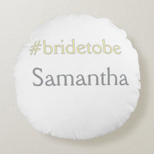 bride to be hashtag bachelorette party bridal show round pillow