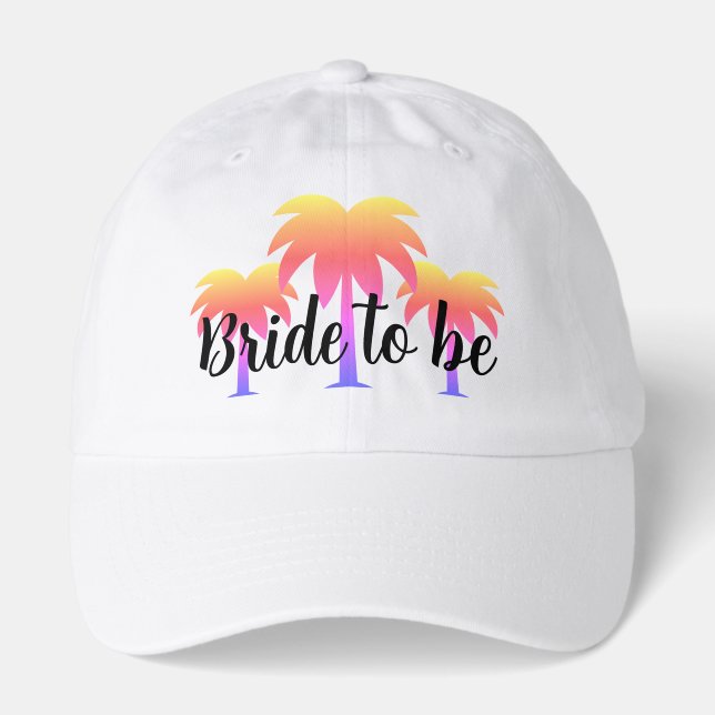 Bride to be hat with tropical palm tree design (Front)