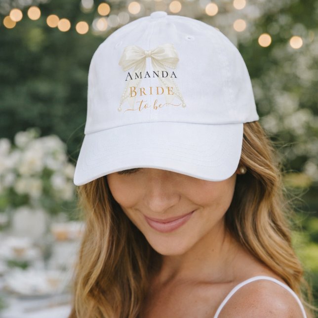 Bride to be ivory bow pearls elegant Bachelorette Hat (Creator Uploaded)