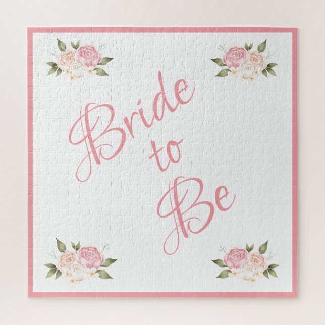 Bride to Be Keepsake Pretty Pink Floral Jigsaw Puzzle (Vertical)