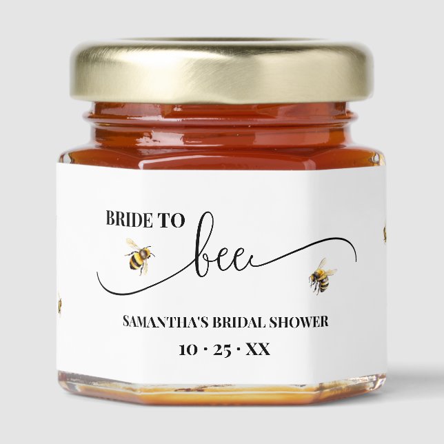 Bride to Be Minimalist Bee Honey Shower Theme Jar Favors (Front)