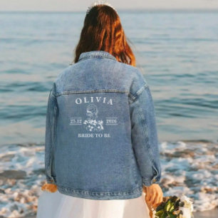 Bride To Be Modern Custom Bride Name Date White Denim Jacket