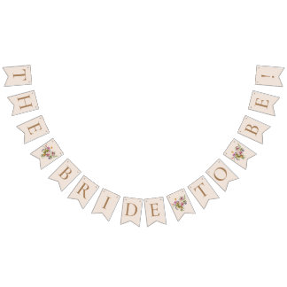 Bride To Be Modern Floral Wildflower Bunting Flags