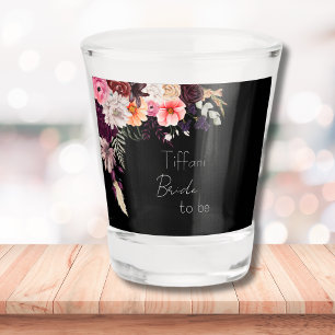 Bride to Be Moody Flowers & Greenery Bridal Shower Shot Glass
