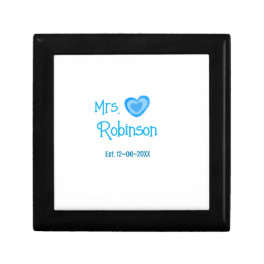 Bride to be Mrs add name date blue heart watercolo Gift Box