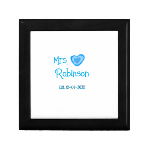 Bride to be Mrs add name date blue heart watercolo Gift Box