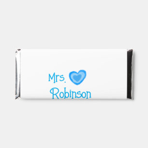 Bride to be Mrs add name date blue heart watercolo Hershey Bar Favors