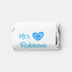 Bride to be Mrs add name date blue heart watercolo Hershey's Miniatures