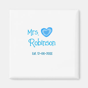 Bride to be Mrs add name date blue heart watercolo Magnet
