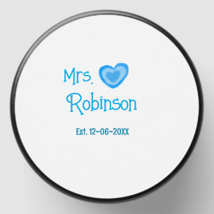 Bride to be Mrs add name date blue heart watercolo Mini Candle Favors