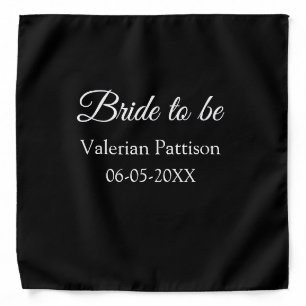Bride to be name date black white bridal shower we bandana
