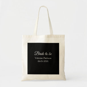 Bride to be name date black white bridal shower we tote bag