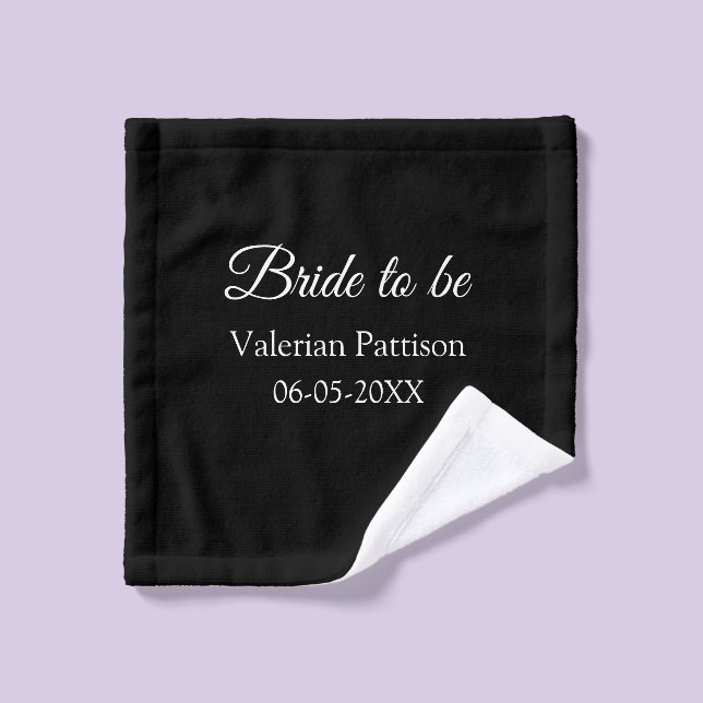 Bride to be name date black white bridal shower we wash cloth (Wash Cloth)