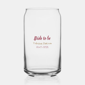 Bride to be name date golden maron bridal shower can glass