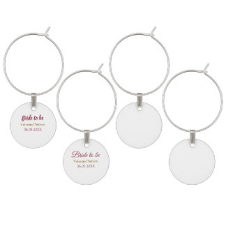 Bride to be name date golden maron bridal shower wine charm
