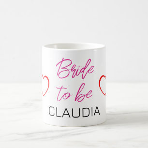 Bride to be Name pink red hearts Coffee Mug