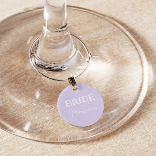 Bride To Be Pastel Lilac And White Name Wine Charm