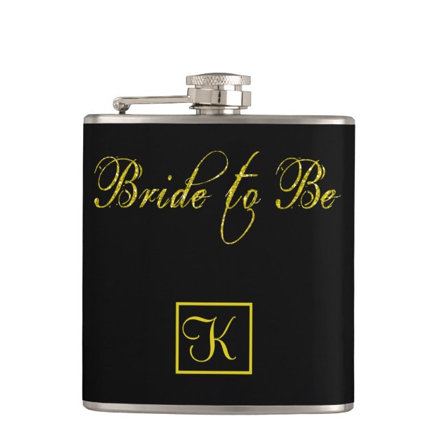 Bride To Be Personalize Monogram Engagement Party Flask (Front)