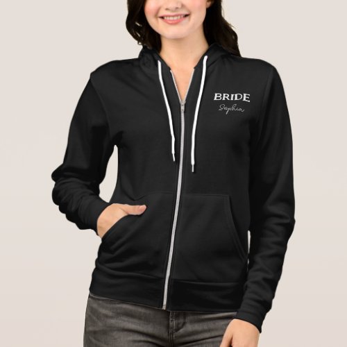 Bride To Be Personalized Black Zipper Hoodie