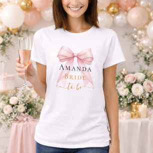 Bride to be pink bow pearls elegant Bachelorette T-Shirt