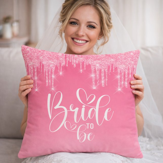Bride To Be Pink Glitter Throw Pillow (Creator Uploaded)