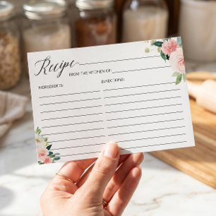 Bride To Be Recipe Card Blush Pink Floral