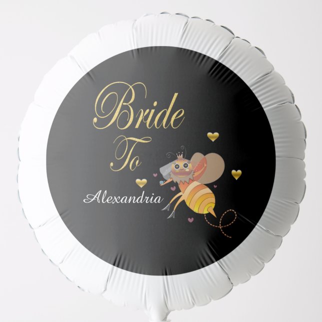 Bride To Be Shower Black Gold Personalize  Balloon (Front)
