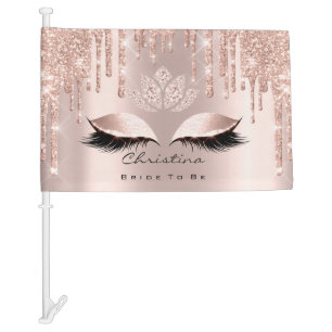 Bride To Be Sweet 16th Wedding Princess Rose Gold Car Flag