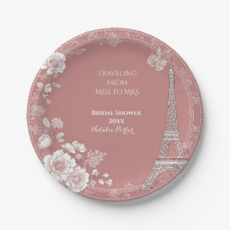 Bride to be Traveling from Miss to Mrs Blush Pink  Paper Plates