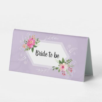 Bride To Be Watercolor Floral Bridal Shower Table Tent Sign by borianag at Zazzle