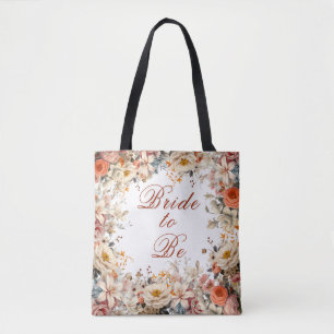 Bride to Be Wedding Beautiful Floral Bouquet Tote Bag