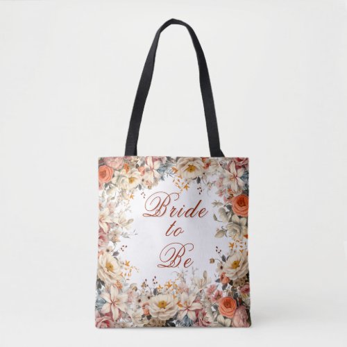 Bride to Be Wedding Beautiful Floral Bouquet  Tote Bag