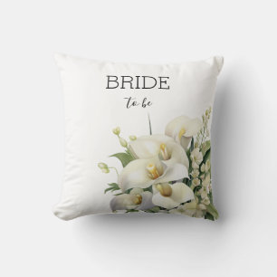 Bride To be White Flowers Watercolor Art Throw Pillow