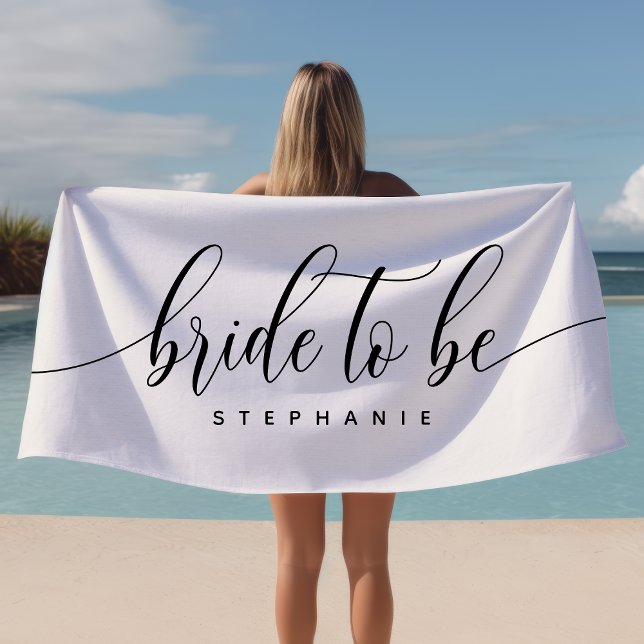 Bride To Be White Hen Party Personalized  Beach Towel (Creator Uploaded)
