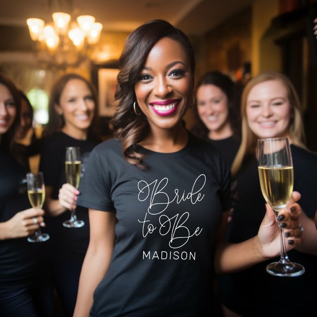 Bride to Be White Modern Script Custom Wedding T-Shirt (Creator Uploaded)