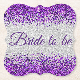 Bride to be - White Silver / Purple Sparkle Paper Coaster