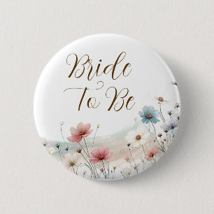 Bride To Be Wildflower Bridal Shower Button