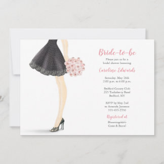 Bride-to-be with Bouquet Bridal Shower Invitation