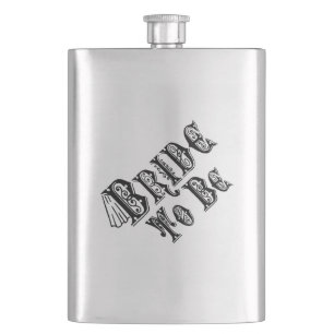 Bride To Be With Veil, Fancy Black Type Flask